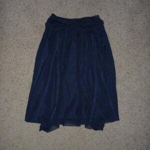 Xhilaraton Ballet Tutu Pleated Layer Mesh A-line Midi Polyester Skirt, Navy